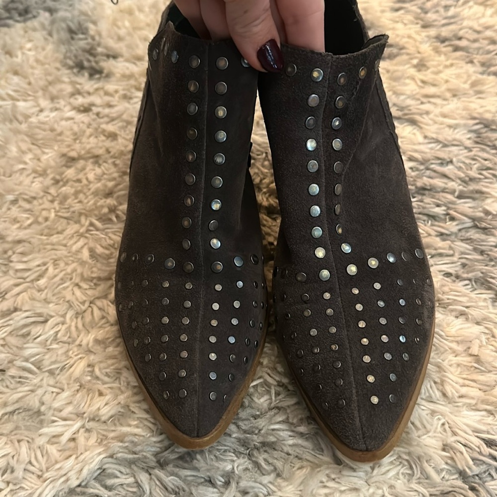 State Studded Low Heeled Suede Booties
